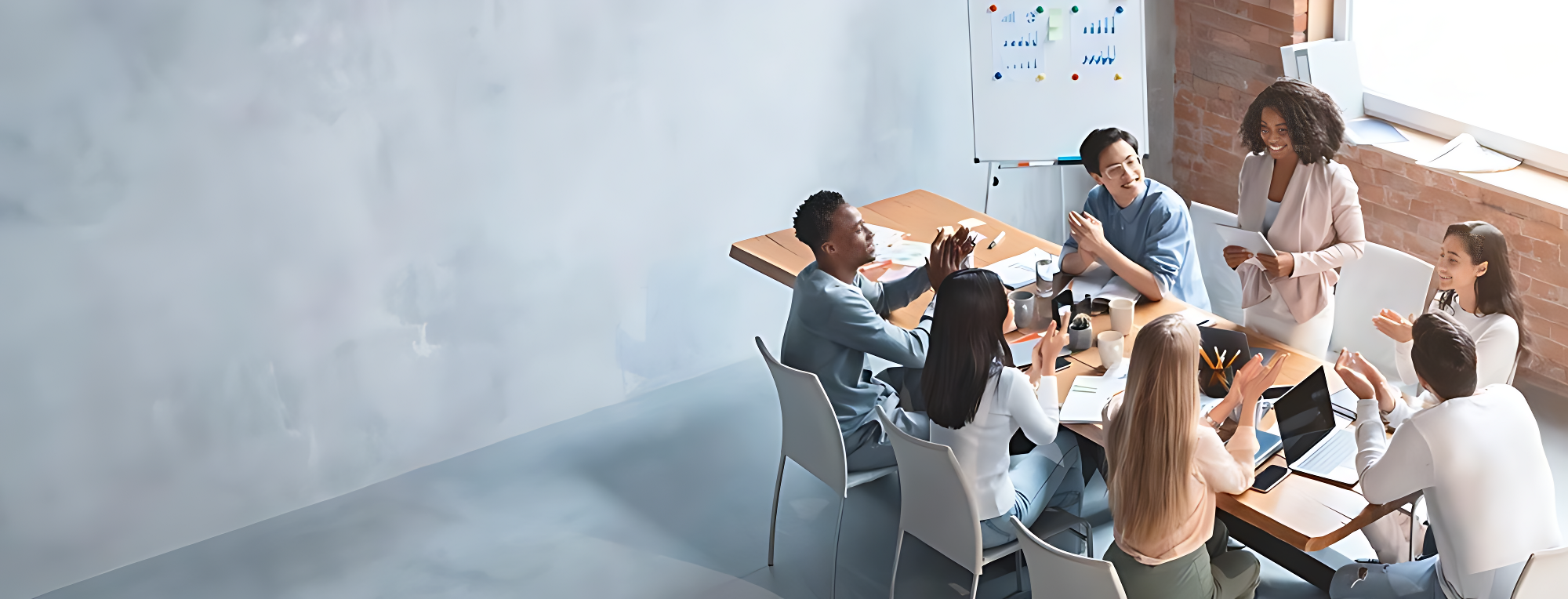 Modern office with a team working